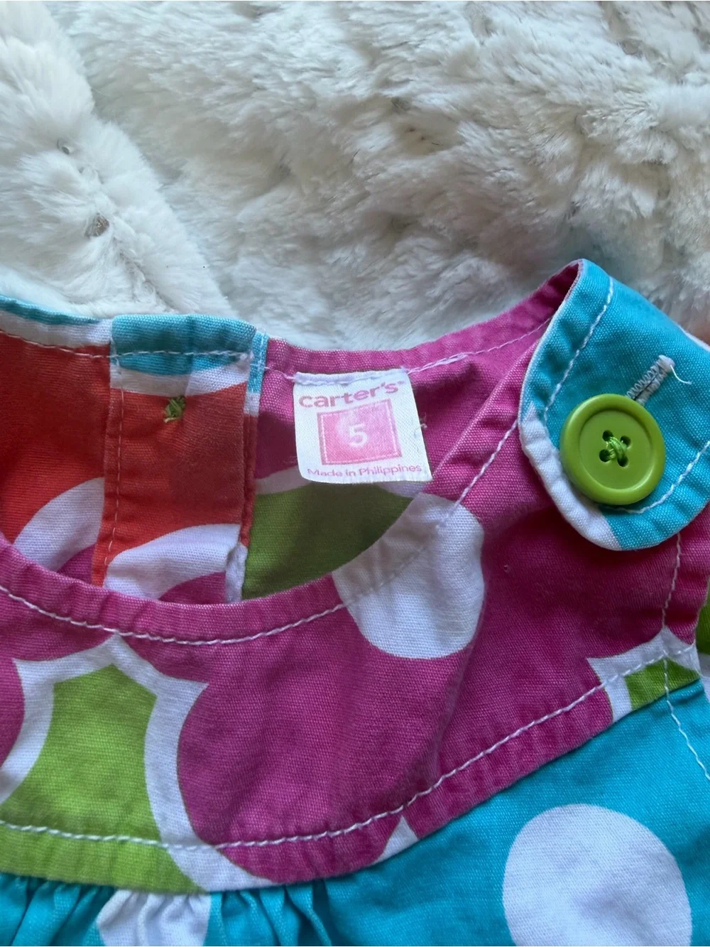 Carter’s Girls Daisy Overall Dress Colorful Floral Pink Blue Red Green Size 5